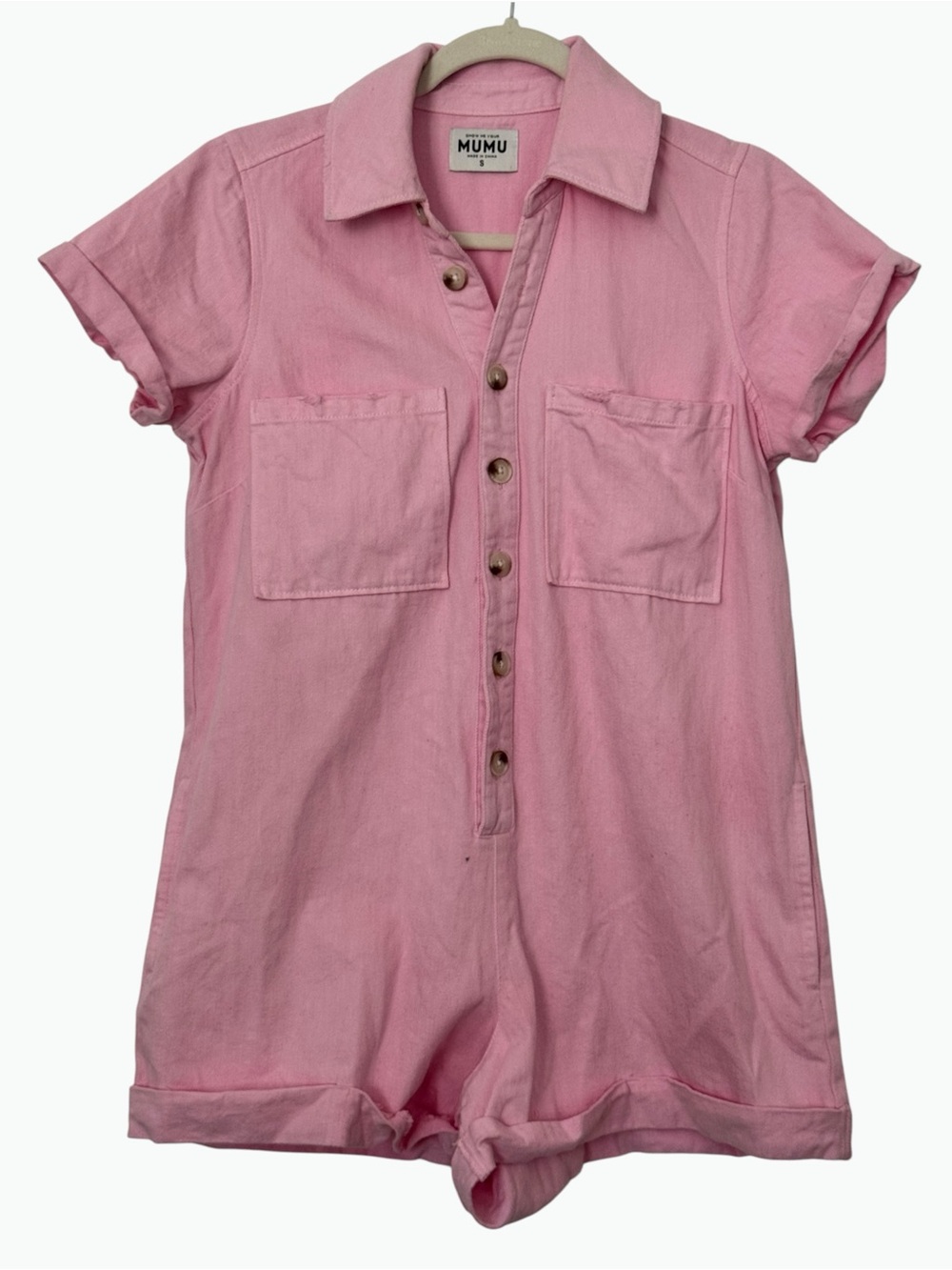 Show Me Your MuMu Light Pink Cotton Romper Shorts